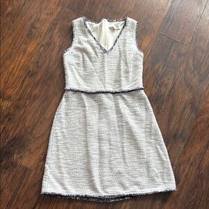 Elegant White and Black Tweed Dress